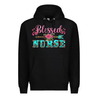 Black western blessed nurse pink floral arrow Premium Hoodie - BarkalooDesign