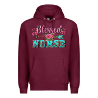 Burgundy western blessed nurse pink floral arrow Premium Hoodie - BarkalooDesign