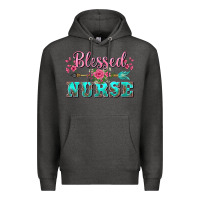 Charcoal Heather western blessed nurse pink floral arrow Premium Hoodie - BarkalooDesign