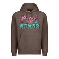 Coffee western blessed nurse pink floral arrow Premium Hoodie - BarkalooDesign