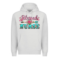 Dove Grey western blessed nurse pink floral arrow Premium Hoodie - BarkalooDesign