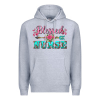 Heather Grey western blessed nurse pink floral arrow Premium Hoodie - BarkalooDesign