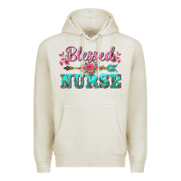 Oatmeal Heather western blessed nurse pink floral arrow Premium Hoodie - BarkalooDesign