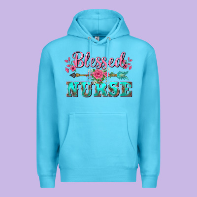Western Blessed Nurse Pink Floral Arrow Premium Hoodie Designed By Barkaloodesign