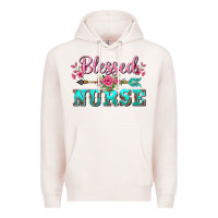 Pale Pink western blessed nurse pink floral arrow Premium Hoodie - BarkalooDesign