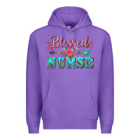 Purple western blessed nurse pink floral arrow Premium Hoodie - BarkalooDesign