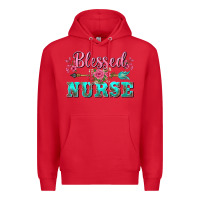 Red western blessed nurse pink floral arrow Premium Hoodie - BarkalooDesign