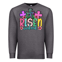 Charcoal Heather Easter Day He is risen indeed Premium Sweatshirt - OliviaCreatesArt