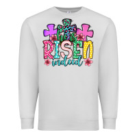 Dove Grey Easter Day He is risen indeed Premium Sweatshirt - OliviaCreatesArt