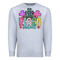 Heather Grey Easter Day He is risen indeed Premium Sweatshirt - OliviaCreatesArt