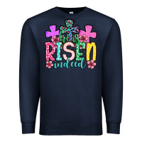 Navy Easter Day He is risen indeed Premium Sweatshirt - OliviaCreatesArt