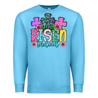 Ocean Blue Easter Day He is risen indeed Premium Sweatshirt - OliviaCreatesArt
