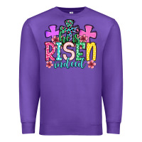 Purple Easter Day He is risen indeed Premium Sweatshirt - OliviaCreatesArt