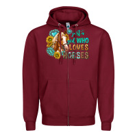 Burgundy western just a girl who loves horses Zipper Hoodie - texasbilliewilder
