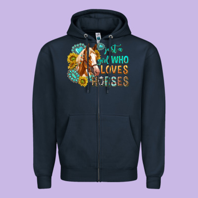 Zipper Hoodie western just a girl who loves horses