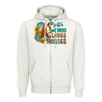 Oatmeal Heather western just a girl who loves horses Zipper Hoodie - texasbilliewilder