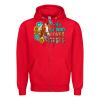 Red western just a girl who loves horses Zipper Hoodie - texasbilliewilder