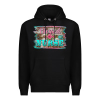 Black western blessed nurse pink floral arrow  background Premium Hoodie - BarkalooDesign