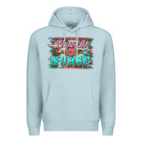 Blue Mist western blessed nurse pink floral arrow  background Premium Hoodie - BarkalooDesign