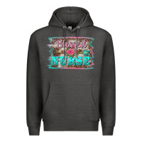 Charcoal Heather western blessed nurse pink floral arrow  background Premium Hoodie - BarkalooDesign