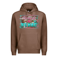 Chestnut western blessed nurse pink floral arrow  background Premium Hoodie - BarkalooDesign