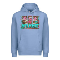 Colony Blue western blessed nurse pink floral arrow  background Premium Hoodie - BarkalooDesign