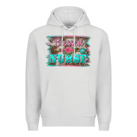 Dove Grey western blessed nurse pink floral arrow  background Premium Hoodie - BarkalooDesign