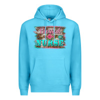 Ocean Blue western blessed nurse pink floral arrow  background Premium Hoodie - BarkalooDesign