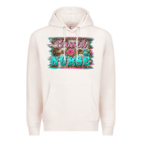 Pale Pink western blessed nurse pink floral arrow  background Premium Hoodie - BarkalooDesign