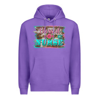 Purple western blessed nurse pink floral arrow  background Premium Hoodie - BarkalooDesign