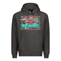 Smoke western blessed nurse pink floral arrow  background Premium Hoodie - BarkalooDesign
