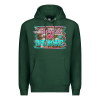 Sports Green western blessed nurse pink floral arrow  background Premium Hoodie - BarkalooDesign