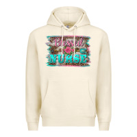Tofu western blessed nurse pink floral arrow  background Premium Hoodie - BarkalooDesign