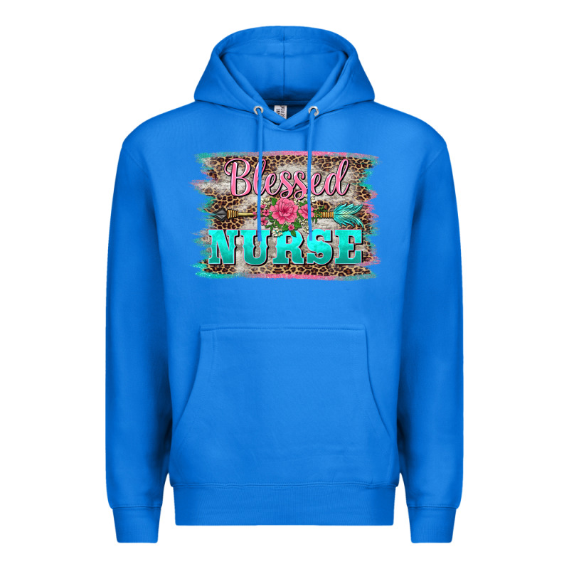 Western Blessed Nurse Pink Floral Arrow  Background Premium Hoodie by BarkalooDesign | Teevron