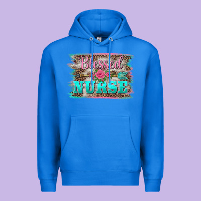 Western Blessed Nurse Pink Floral Arrow  Background Premium Hoodie Designed By Barkaloodesign