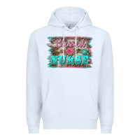 White western blessed nurse pink floral arrow  background Premium Hoodie - BarkalooDesign