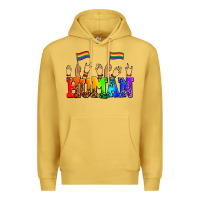 Antique Gold human with hands and pride flags Premium Hoodie - AdoDesignShop