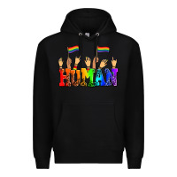 Black human with hands and pride flags Premium Hoodie - AdoDesignShop