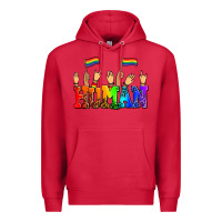 Cardinal human with hands and pride flags Premium Hoodie - AdoDesignShop