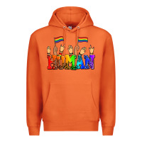 Carrot human with hands and pride flags Premium Hoodie - AdoDesignShop