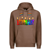 Chestnut human with hands and pride flags Premium Hoodie - AdoDesignShop