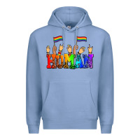 Colony Blue human with hands and pride flags Premium Hoodie - AdoDesignShop