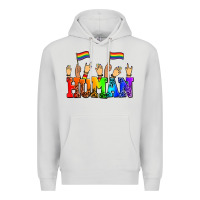 Dove Grey human with hands and pride flags Premium Hoodie - AdoDesignShop