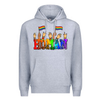 Heather Grey human with hands and pride flags Premium Hoodie - AdoDesignShop