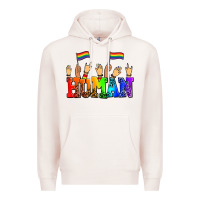 Pale Pink human with hands and pride flags Premium Hoodie - AdoDesignShop