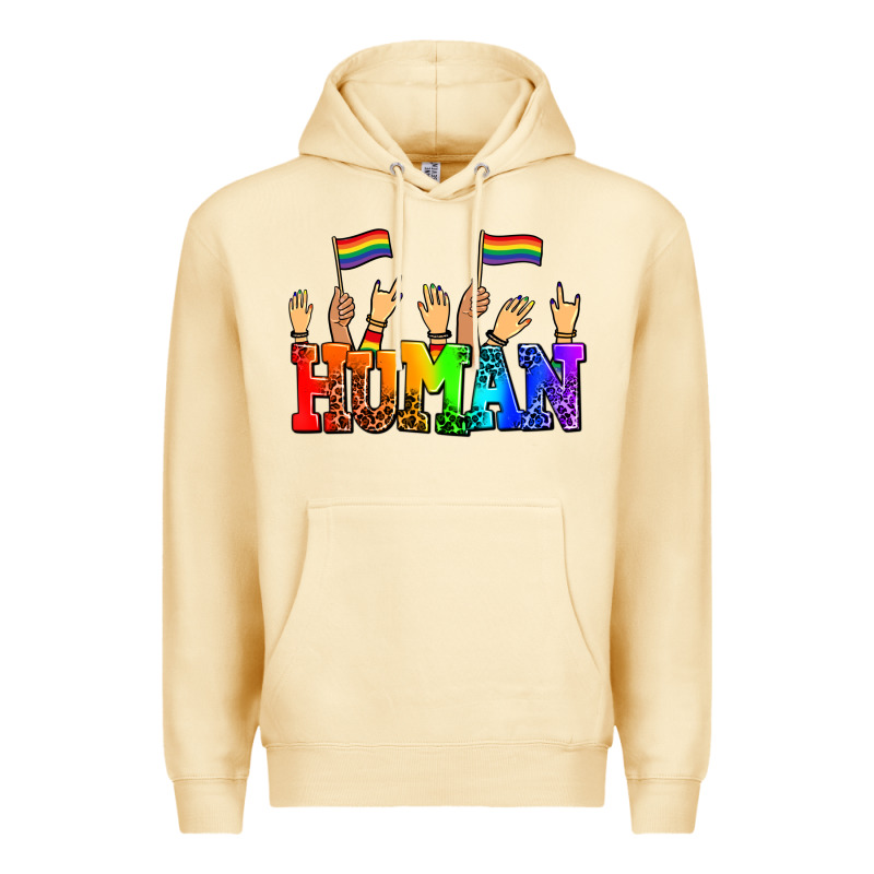 Human With Hands And Pride Flags Premium Hoodie by AdoDesignShop | Teevron