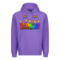 Purple human with hands and pride flags Premium Hoodie - AdoDesignShop
