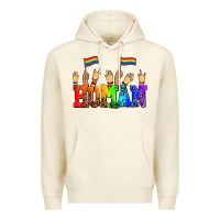 Sandshell human with hands and pride flags Premium Hoodie - AdoDesignShop