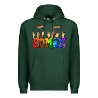 Sports Green human with hands and pride flags Premium Hoodie - AdoDesignShop