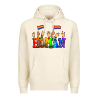 Tofu human with hands and pride flags Premium Hoodie - AdoDesignShop